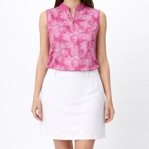 Floral Sleeveless Feminine Golf Athletic Lightweight 1/4 Zip Fun Top [size XXL]